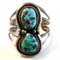 Native American Sterling Silver & Turquoise Cuff Bracelet by Manuel Hoyungowa