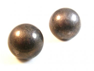 Huge Signed IBB in Clover Half Ball Sterling Silver Clip On Earrings
