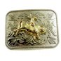 Silvertone Goldtone Western Rodeo Cowboy Riding Bull Belt Buckle 10292013