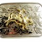 Silvertone Goldtone Western Rodeo Cowboy Riding Bull Belt Buckle 10292013