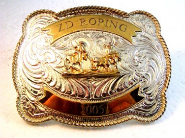 2005 ZD Roping Rodeo Western Cowboy Belt Buckle by Justin