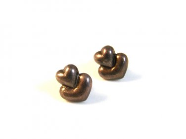 Signed VF Sterling Silver  Heart Pierced Post Earrings