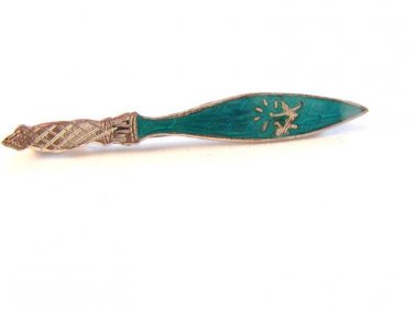 Siam Sterling Blue Niello Dancing Lady Dagger Tie Clasp - ab