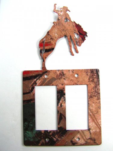 Cowboy Broncho Busting Double Rocker Outlet Cover Plate Steel Images USA 051315