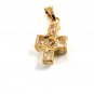Teeny Tiny 14K Gold Filled Goldtone & Rhinestones Cross Pendant 5114