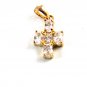 Teeny Tiny 14K Gold Filled Goldtone & Rhinestones Cross Pendant 5114