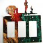 Southwest Pueblo Cactus Triple Rocker Light Cover Plate Steel Images USA 51415a
