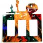 Southwest Pueblo Cactus Triple Rocker Light Cover Plate Steel Images USA 51415a