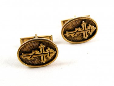 Goldtone Eastern Orthodox Cufflinks Not Signed Pat No. 2920363