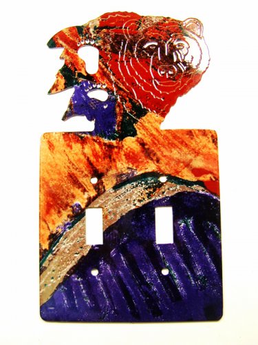 Bear & Paw Prints Double Light Switch Cover Plate by LaZart 022515U