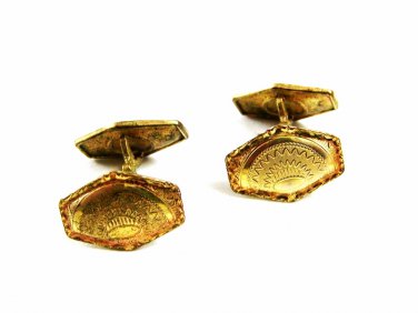 Art Noveau / Edwardian Goldltone Cufflinks Marked TALON GRIP 101514