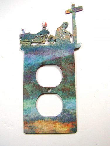 Cowboy Prayer Cross Motorcycle Double Outlet Cover Plate by Steel Images 42315a