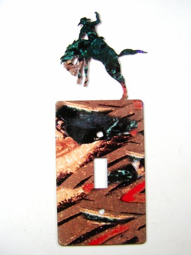 Rodeo Broncho Busting Cowboy Single Light Switch Cover Plate Steel Images USA