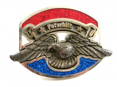 Red White & Blue American Eagle Peterbilt Belt Buckle Unmarked 092614