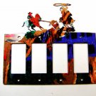 Western Cowboy Rodeo Calf Roping Triple Rocker Outlet Cover Plate Steel Images