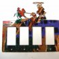 Western Cowboy Rodeo Calf Roping Triple Rocker Outlet Cover Plate Steel Images