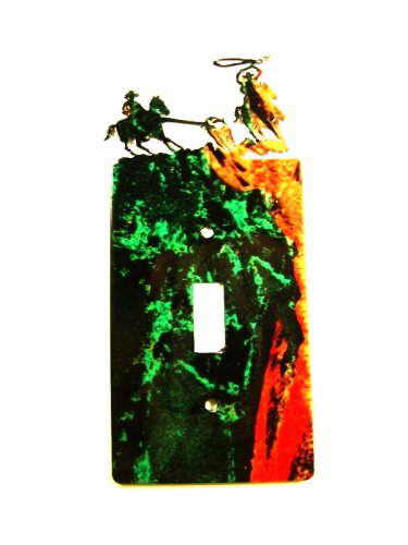 Cowboys Calf Roping Single Light Switch Cover Plate Steel Images USA 51315