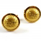 Vintage Steam Engine / Train Brass Cufflinks In Box by Historic Originals 100114