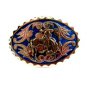 Western Silvertone Blue Cowboy Riding Broncho Belt Buckle #102113d