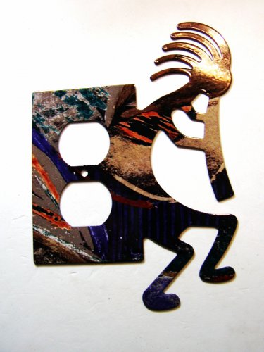 Kokopelli w/ Flute Double Outlet Cover Plate by LaZart 021915J