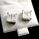 Sterling Silver w 9 CZs Pierced Studs Earrings 12092013yy