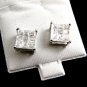 Sterling Silver w 9 CZs Pierced Studs Earrings 12092013yy