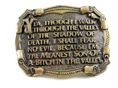 1982 Made in USA Yea Though I Walk thru the Valley Belt Buckle 10232013