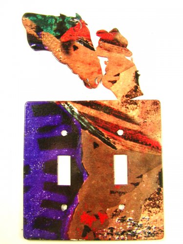 Cowgirl Kissing Horse Double Switch Outlet Cover Plate by Steel Images USA 6815
