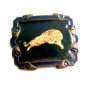 Roaring Lion Enameled Belt Buckle Marked IN in Circle