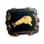 Roaring Lion Enameled Belt Buckle Marked IN in Circle