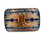 Made in USA Western Silvertone Blue Cowboy Boots Belt Buckle #102113f