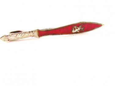 Siam Sterling Red Niello Dancing Lady Dagger Tie Clasp - VX