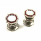 Art Deco Silvertone Red Mother Pearl Cufflinks By COBS LINK 101314