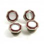Art Deco Silvertone Red Mother Pearl Cufflinks By COBS LINK 101314