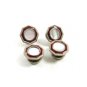 Art Deco Silvertone Red Mother Pearl Cufflinks By COBS LINK 101314