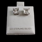 Sterling Silver CZs Pierced Studs Earrings