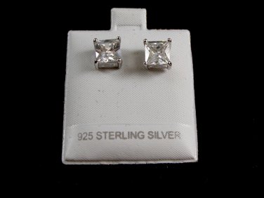 Sterling Silver CZs Pierced Studs Earrings