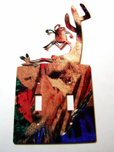 Kokopelli w/ Flute Double Light Switch Cover Plate by Steel Images USA 021915A