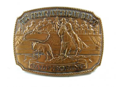 1989 Great American Rodeo Calf Roping Jewelers Bronze Belt Buckle 11042013