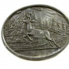 True Vintage Buck Deer Running In Woods Belt Buckle Unmarked 100114