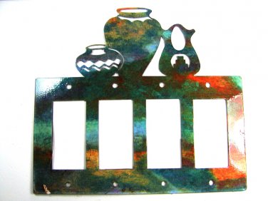 Pueblo Pottery Quadruple Rocker Outlet Cover Plate by Steel Images USA 051315