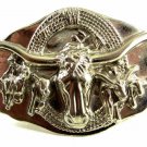 Western Cowboy Longhorn Trail Drive Belt Buckle  7214