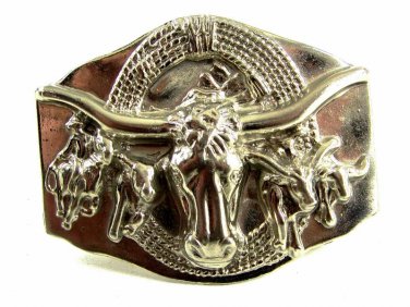 Western Cowboy Longhorn Trail Drive Belt Buckle  7214