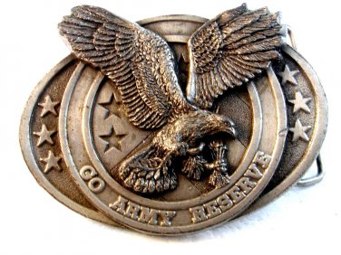 Vintage 1984 Bergamont American Eagle Go Army Reserve Belt Buckle