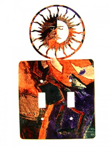 Sun With Face Double Light Switch Cover Plate by LaZart USA 6215q