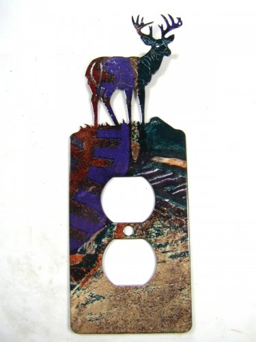 Buck Deer Standing Double Outlet Cover Plate by LaZart 6915BB