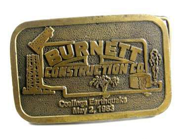1983 Burnett Construction Co. Coalinga Earthquake Belt Buckle by Hit Line USA