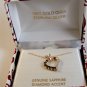 Sterling Silver & 18Kt & Sapphire & Diamond Accent Heart Pendant Chain