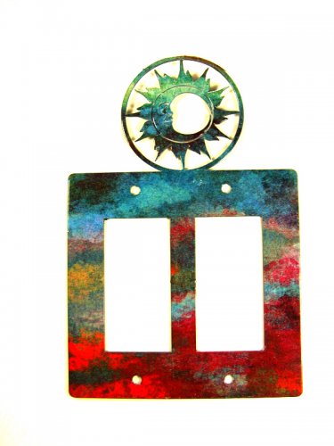 Man In Moon Double Rocker Outlet Cover Plate by Steel Images USA 6215v
