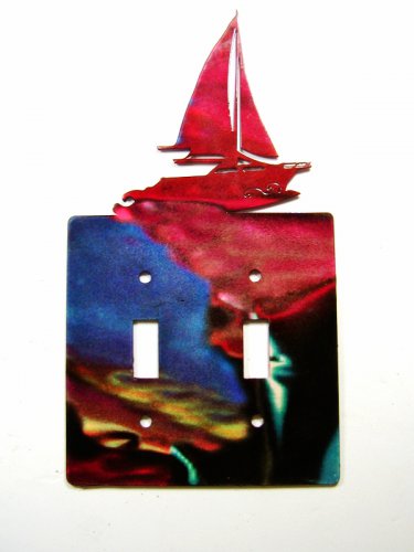 Sail Boat Double Light Switch Cover Plate by Steel Images USA 030315DD